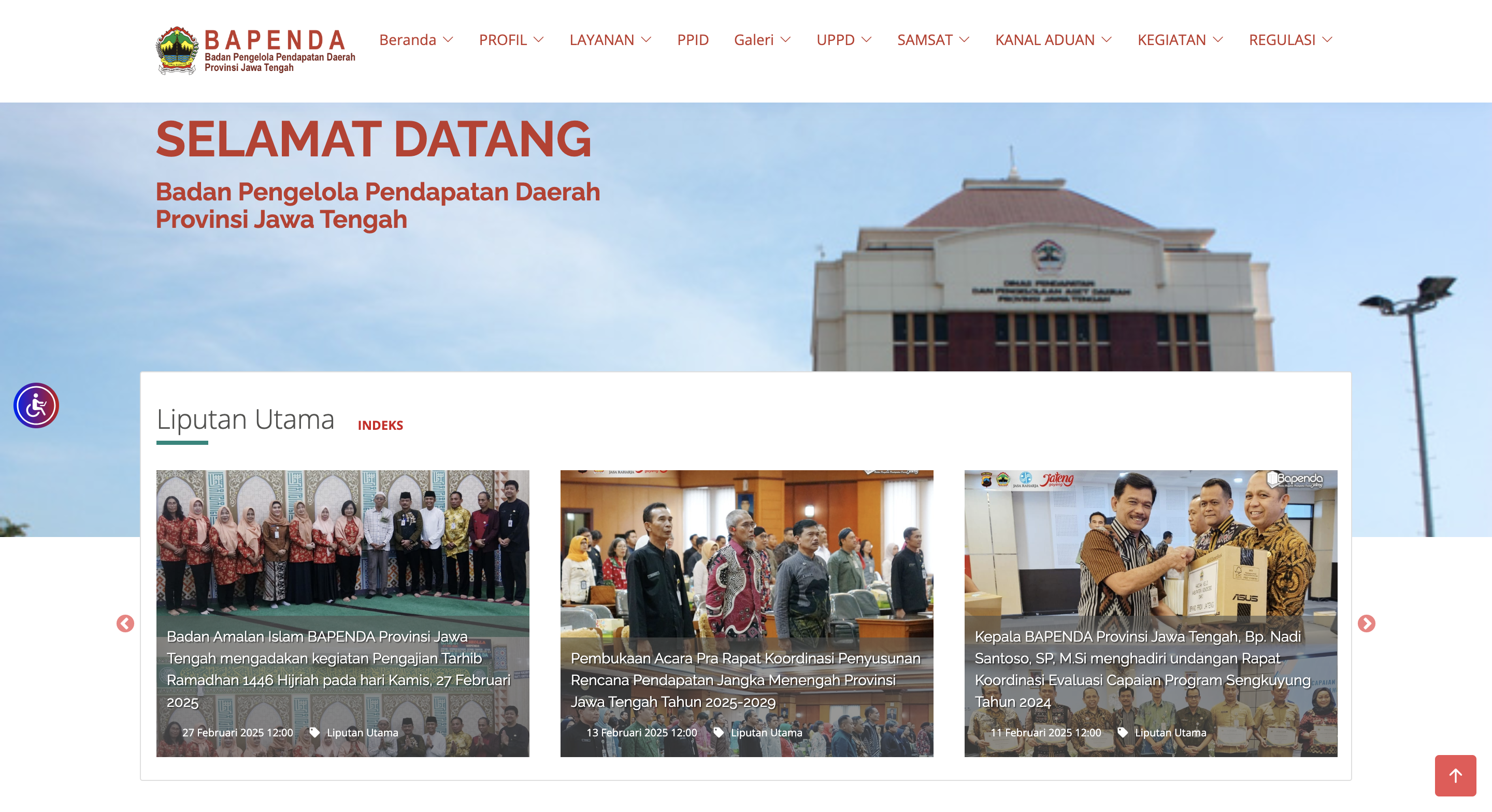 Central Java Regional Revenue Agency Website